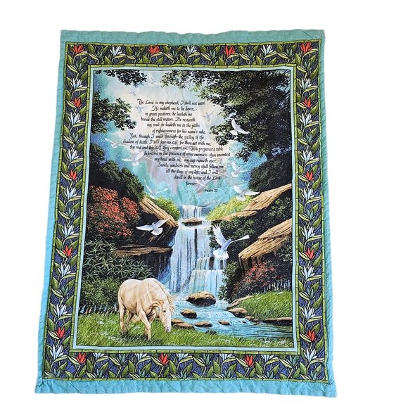 Spring Industries Psalm Wall Hanging Fabric Panel #9757 Horse Doves 42" x 32" - Picture 3 of 8